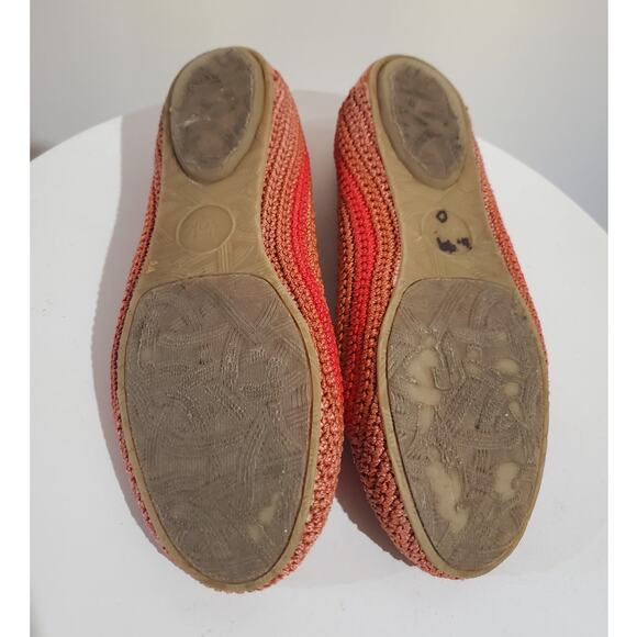 The Sak Crochet Leather Boho Ballet Flats Size 6.5 Coral Pink Cottagecore Fairy - Picture 9 of 10